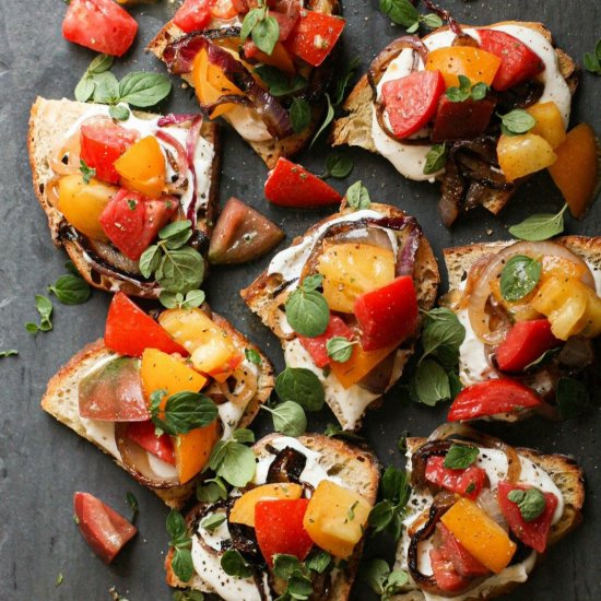 Whipped Feta + Tomato Toasts