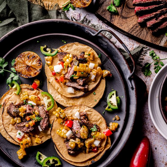 Marinated Skirt Steak Street Tacos