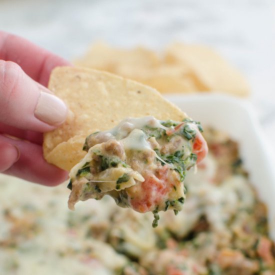 Cheesy Sausage Spinach Dip