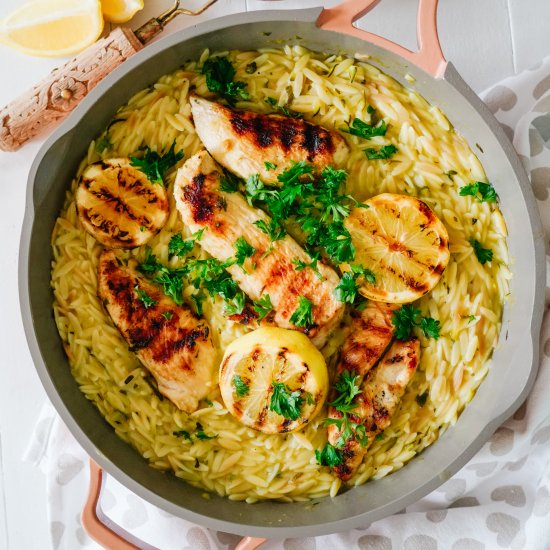 Creamy Lemony Orzo with Chicken