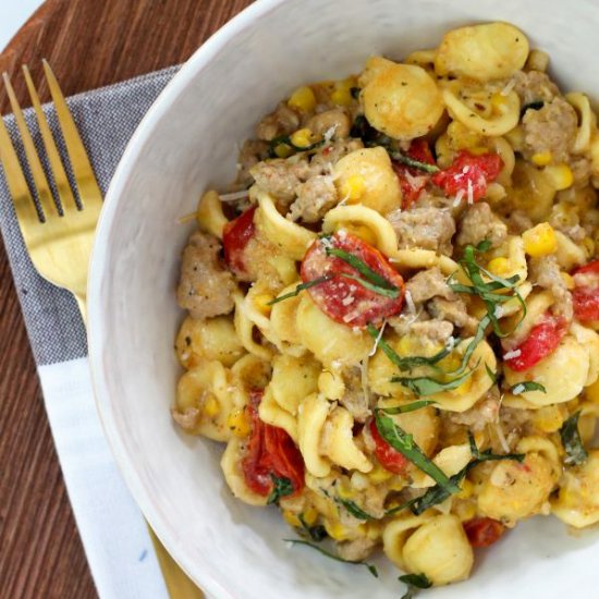 Creamy Sausage & Corn Orecchiette