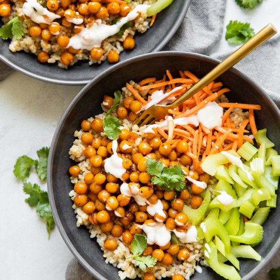 Hot Honey Chickpea Bowls