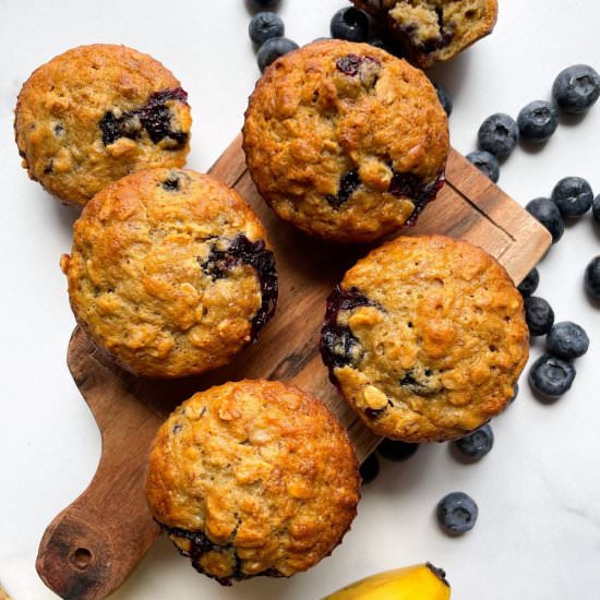 Banana Blueberry Oatmeal Muffins