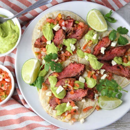 Blackened Flank Steak Tacos