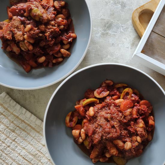 Vegan Sausage & Bean Casserole