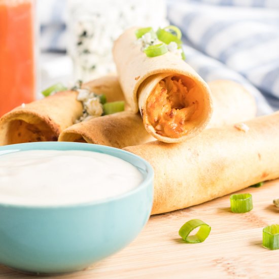 Air Fryer Buffalo Chicken Taquitos