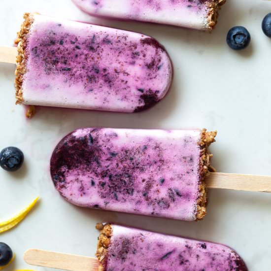 Vegan Lemon and Blueberry Popsicles