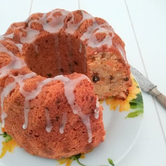 Carrot bundt cake with orange glaze