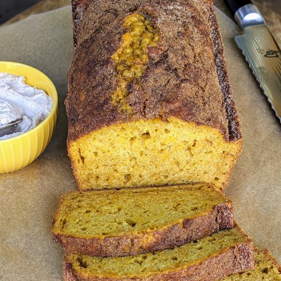 Pumpkin Bread w/Cinnamon Cream Cheese