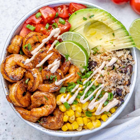 SHRIMP BURRITO BOWL