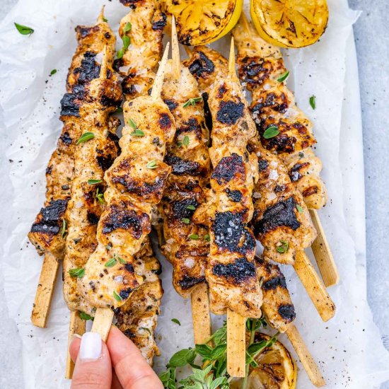 GRILLED LEMON CHICKEN SKEWERS