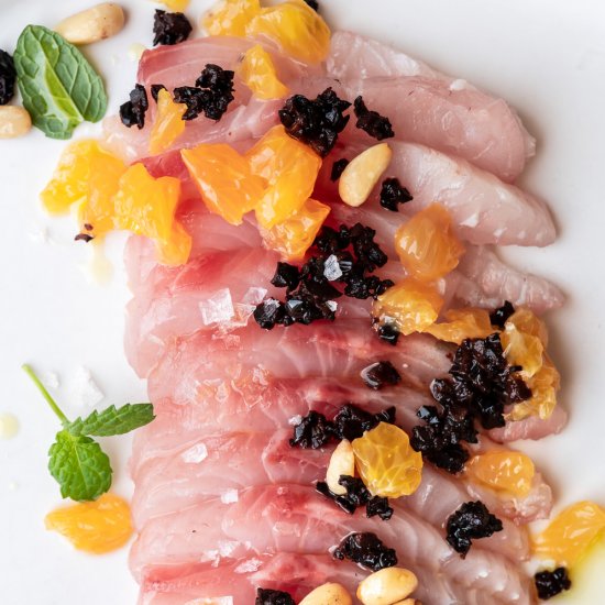 hamachi crudo with orange oil