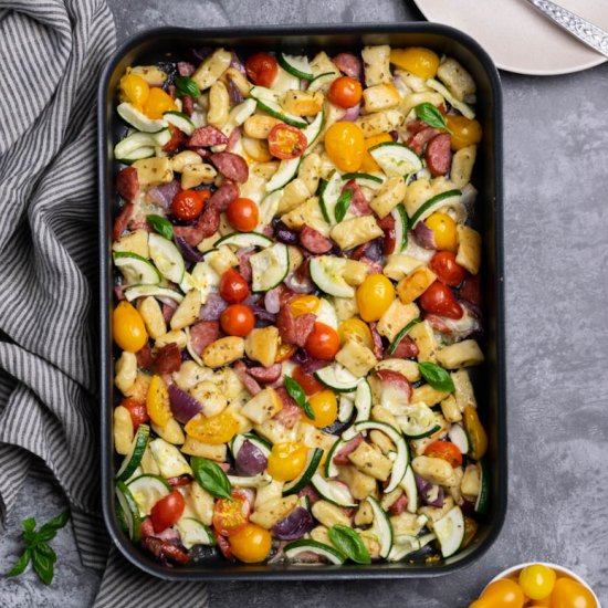 Potato dumplings with veggies