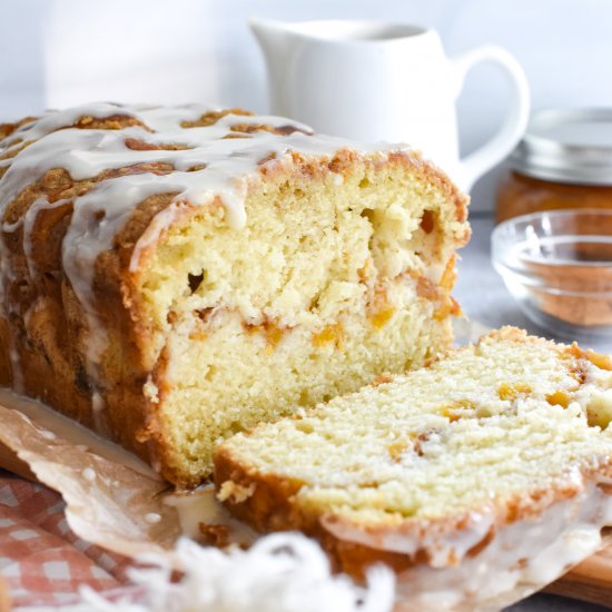 Peach Loaf Cake Brown Butter Glaze