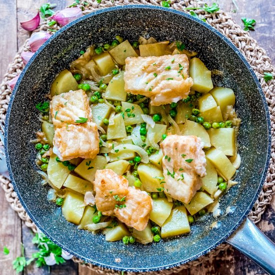 Spanish Cod with Potatoes & Peas