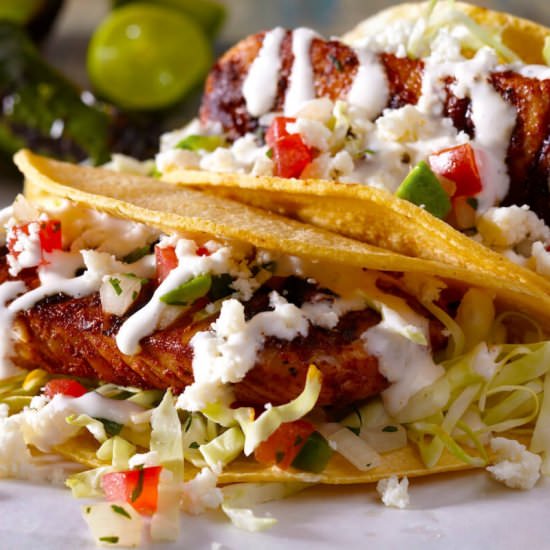 Fish Tacos with Tequila-Lime Crema