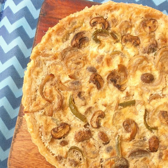 Mushroom and bell pepper quiche