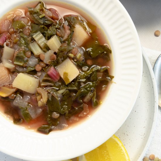 Lebanese Lemony Lentil Soup