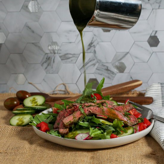 Steak Salad with Basil Mint Dressin