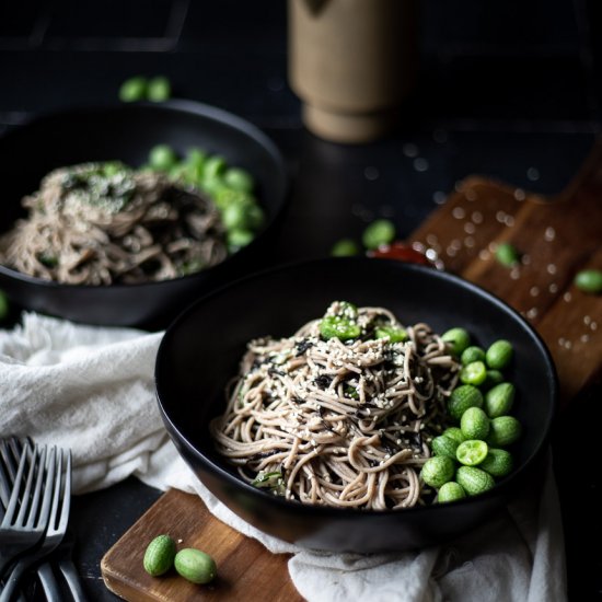 Cucumber, seaweed, and soba salad