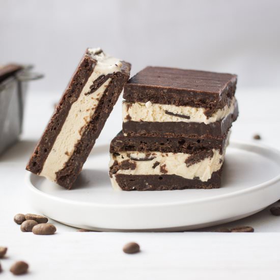 Brownie espresso ice cream sandwich