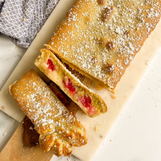 Pistachio, Raspbery & CremePat Tart