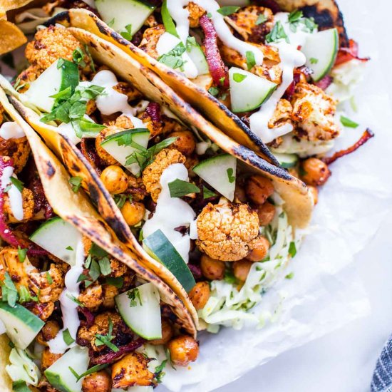 Harissa Roasted Cauliflower Tacos