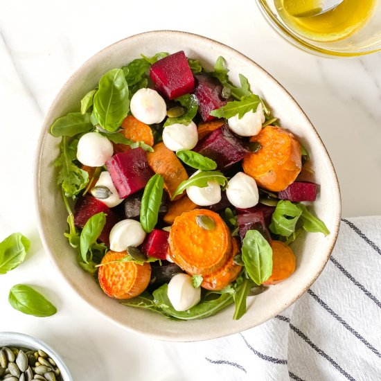 Roasted beet & sweet potato salad