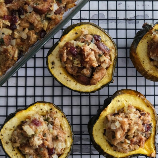 Cranberry Stuffing in Acorn Squash