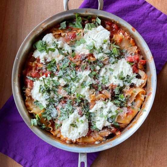 One Pan Vegetarian Eggplant Lasagna