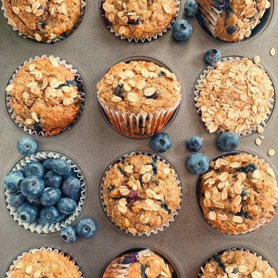 Blueberry Banana Oatmeal Muffins