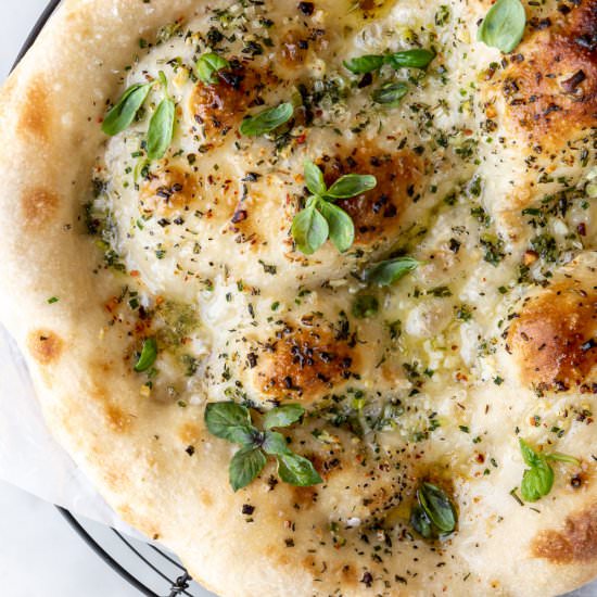 garlic pizza with butter and herbs