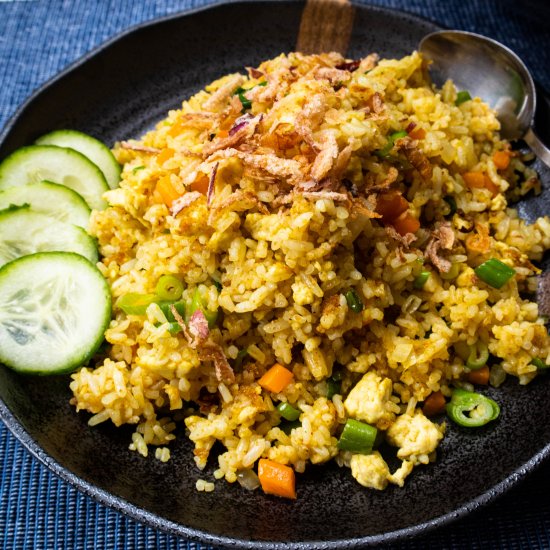 Vegan Curried Tofu Fried Rice- One