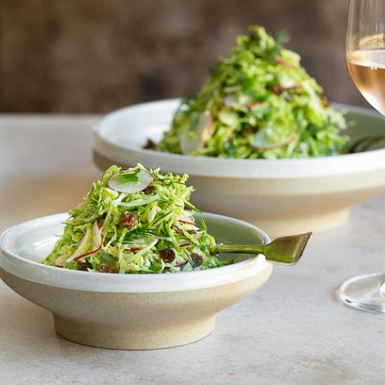 brussels sprout slaw with raisins