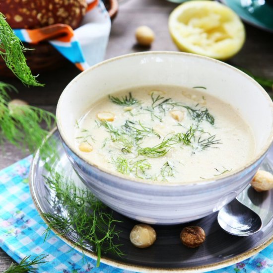 Creamy Goat Cheese Soup with Dill a