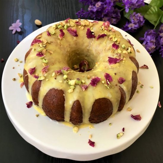 Rose and Pistachio Gulab Jamun Cake