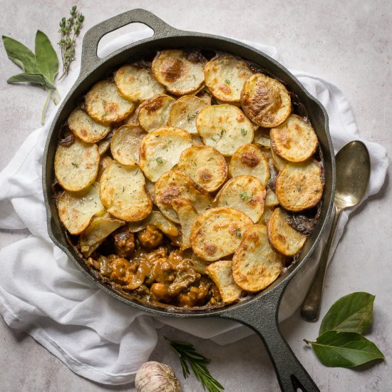 Vegan Sausage Hotpot with lentils