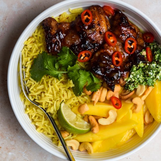 Mango Chutney Chicken Rice Bowls