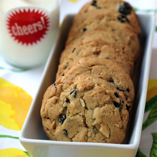 Peanut butter-dried cherry cookies