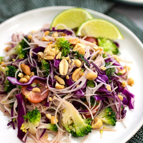 Asian broccoli vermicelli salad