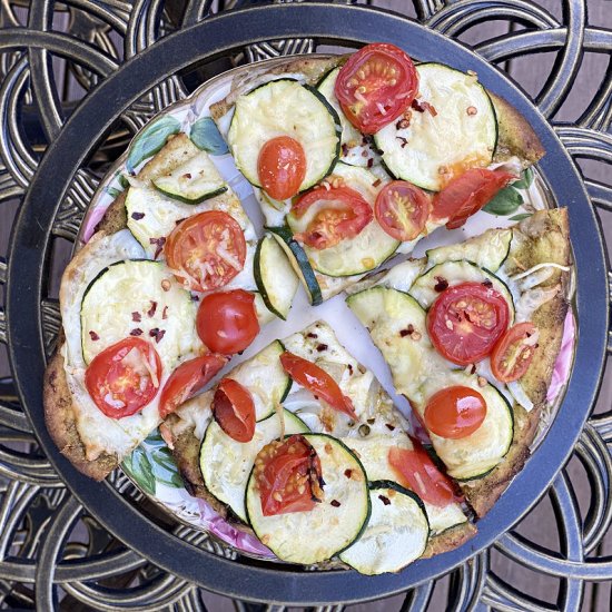 Naan Pizza with Pesto & Zucchini