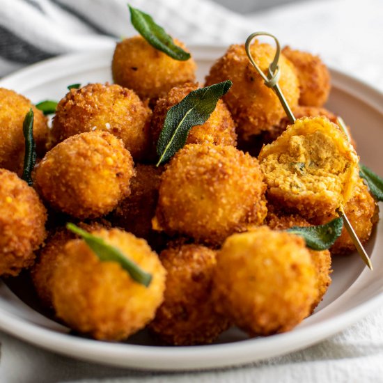 Fried Pumpkin Goat Cheese Balls