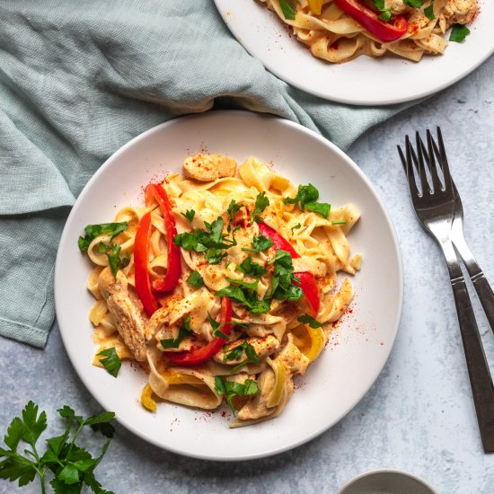 Chicken Paprikash with tagliatelle