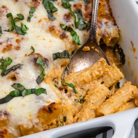 Cheesy Pumpkin Ricotta Pasta Bake