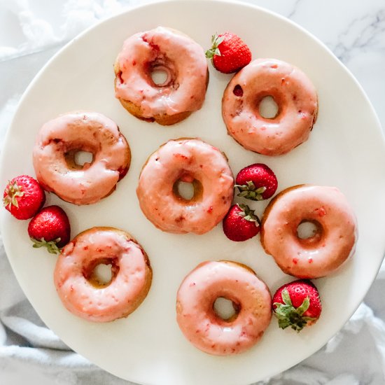 Strawberry Donuts with Lemon Glaze