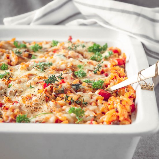 Tomato and mascarpone pasta bake