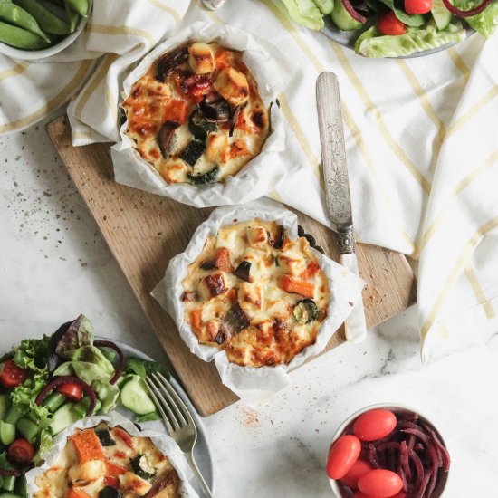 Mini roasted veggie quiches