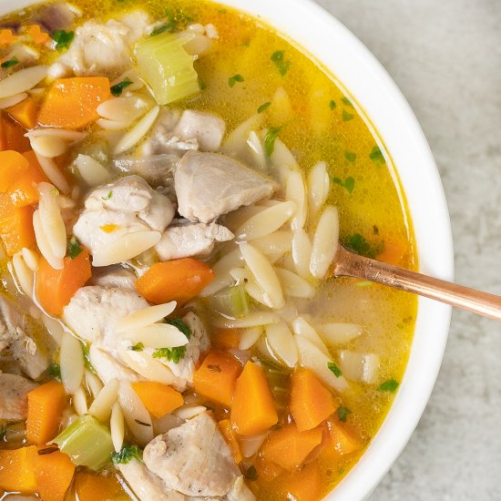 Lemon Chicken Orzo Soup