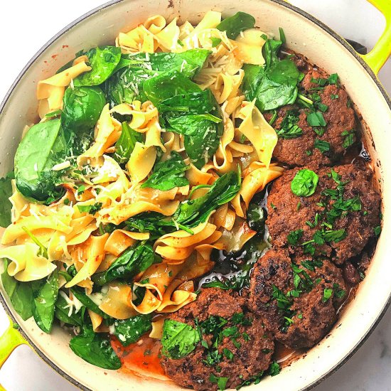 Italian Herb Burgers and Noodles