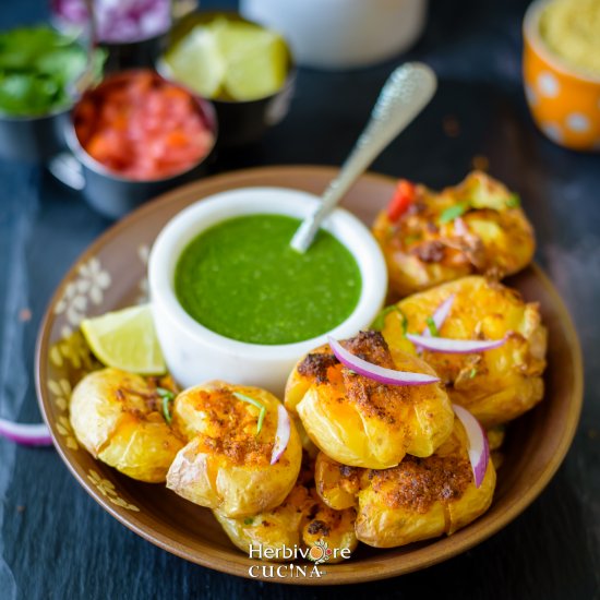 Air Fryer Masala Smashed Potatoes